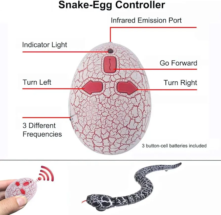 16 Inch Rechargeable RC Snake Toy Realistic Remote Control With Egg Shape Infrared Controller Terrifying Toys