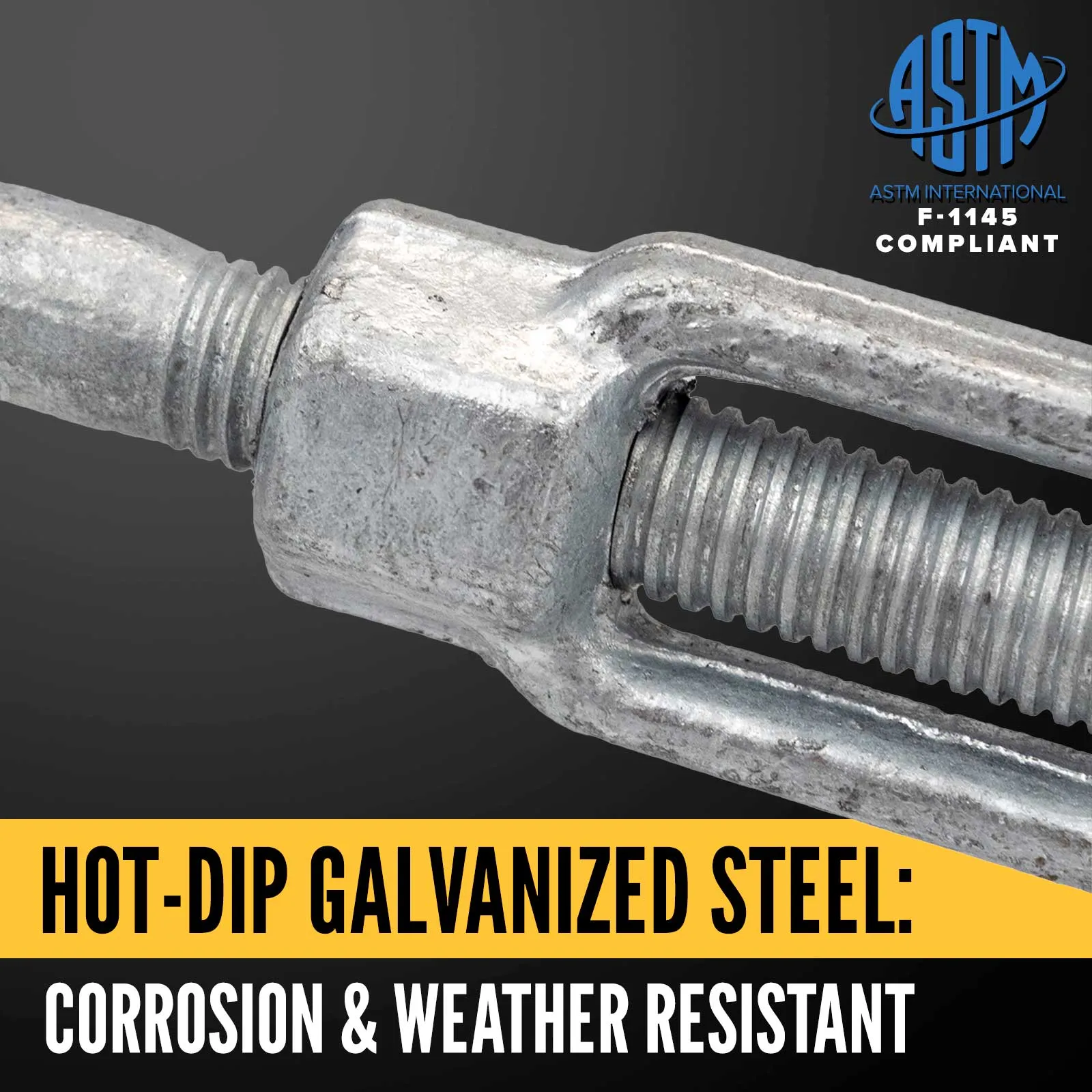 1" x 18" Jaw & Eye Galvanized Turnbuckle