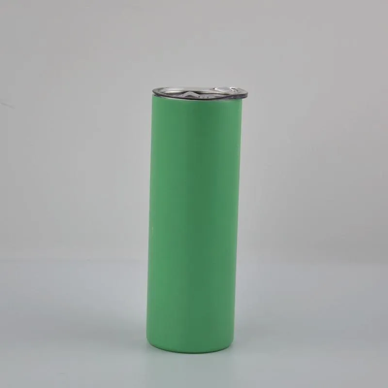 20oz Glow in the Dark  Straight Skinny Sublimation Tumbler w/straw - Green