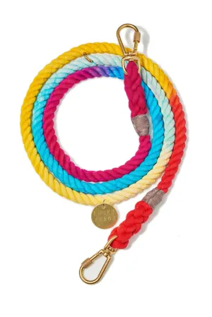 Adjustable Cotton Rope Dog Leash, Prismatic ombre