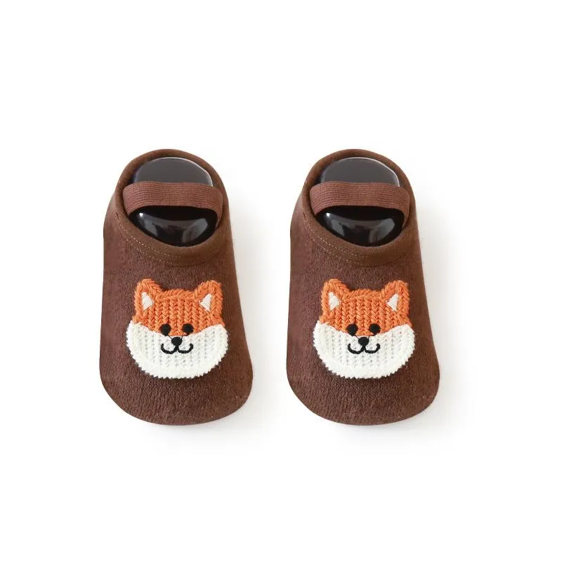 Embroidered Animal Patch Non-Slip Socks
