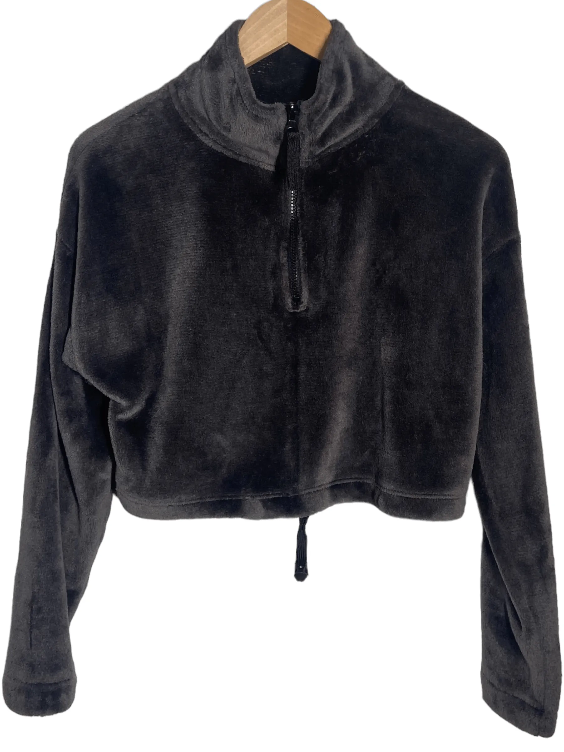 Soft Summer Stone Velour Half-zip Cropped Pullover