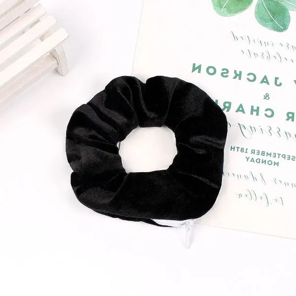 Velvet hidden zipper scrunchies bulk 6pcs pack,random color