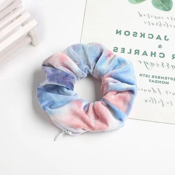 Velvet hidden zipper scrunchies bulk 6pcs pack,random color