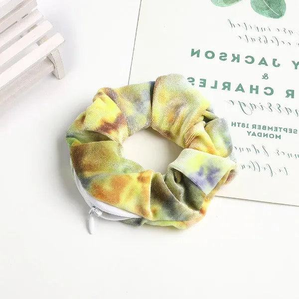 Velvet hidden zipper scrunchies bulk 6pcs pack,random color